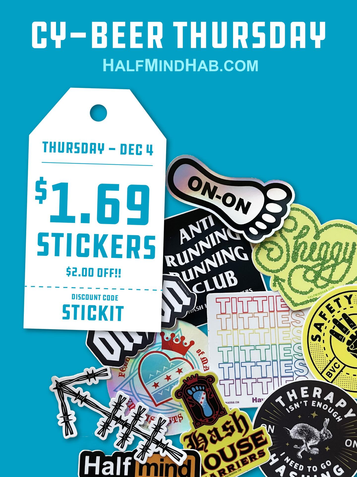 Cu-Beer week rolls on as we are taking $2.00 off all our stickers (that’s roughly 69%!!). These are great for stocking stuffers, your hash vessel, beer cooler/kegerator, or slapping on your bumper!!

Check the Sticker link in our profile to see all our options :)