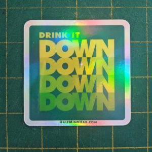 Down-Down holographic sticker