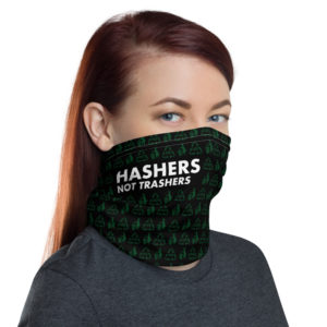 Hashers Not Trashers buff - black