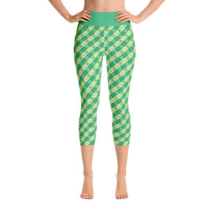 2021 Green Dress Run Pattern Yoga Capri leggings