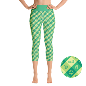 Green Dress Run Pattern Yoga Capri Leggings