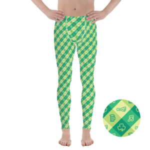 Green Dress Run Pattern Men's Leggings
