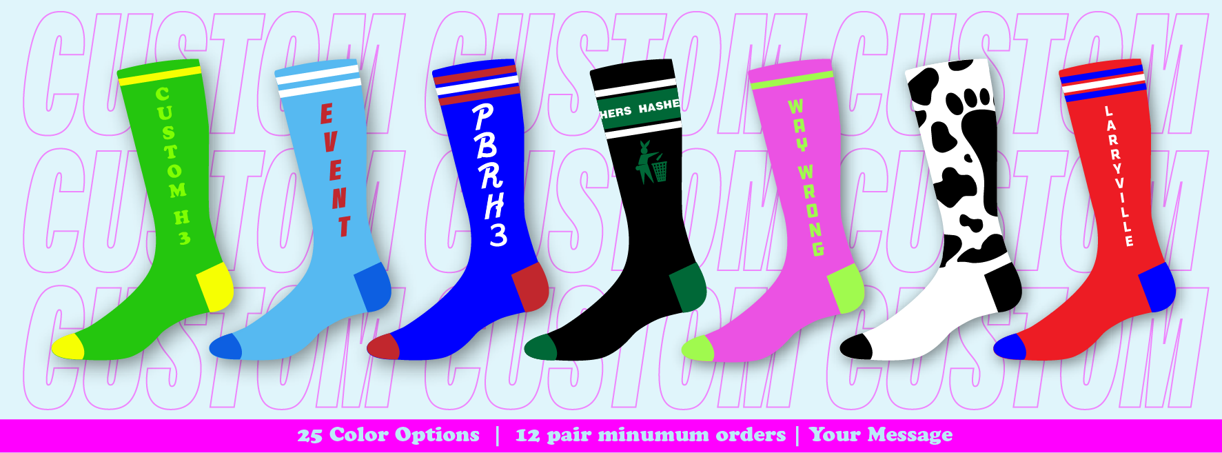 Custom shiggy socks for kennels and events