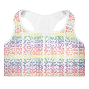 Boobies Rainbow Pride Hashing Sports Bra